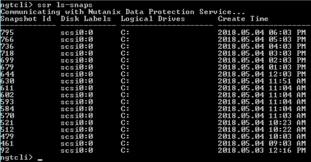 nutanix self service restore